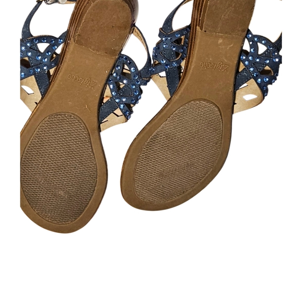 Zigi Soho Blue Rhinestone Embellished Sandals Size 8 - Picture 7 of 8